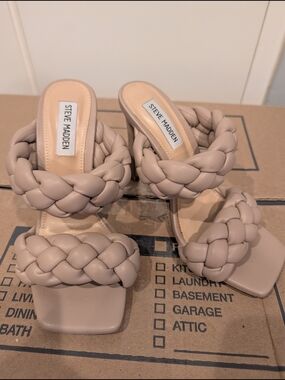Steve Madden Women's Braided Strap Heeled Sandals in Nude